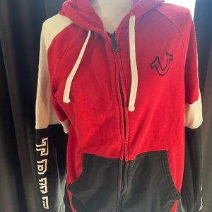 Size medium red white & black true religion zip up cotton